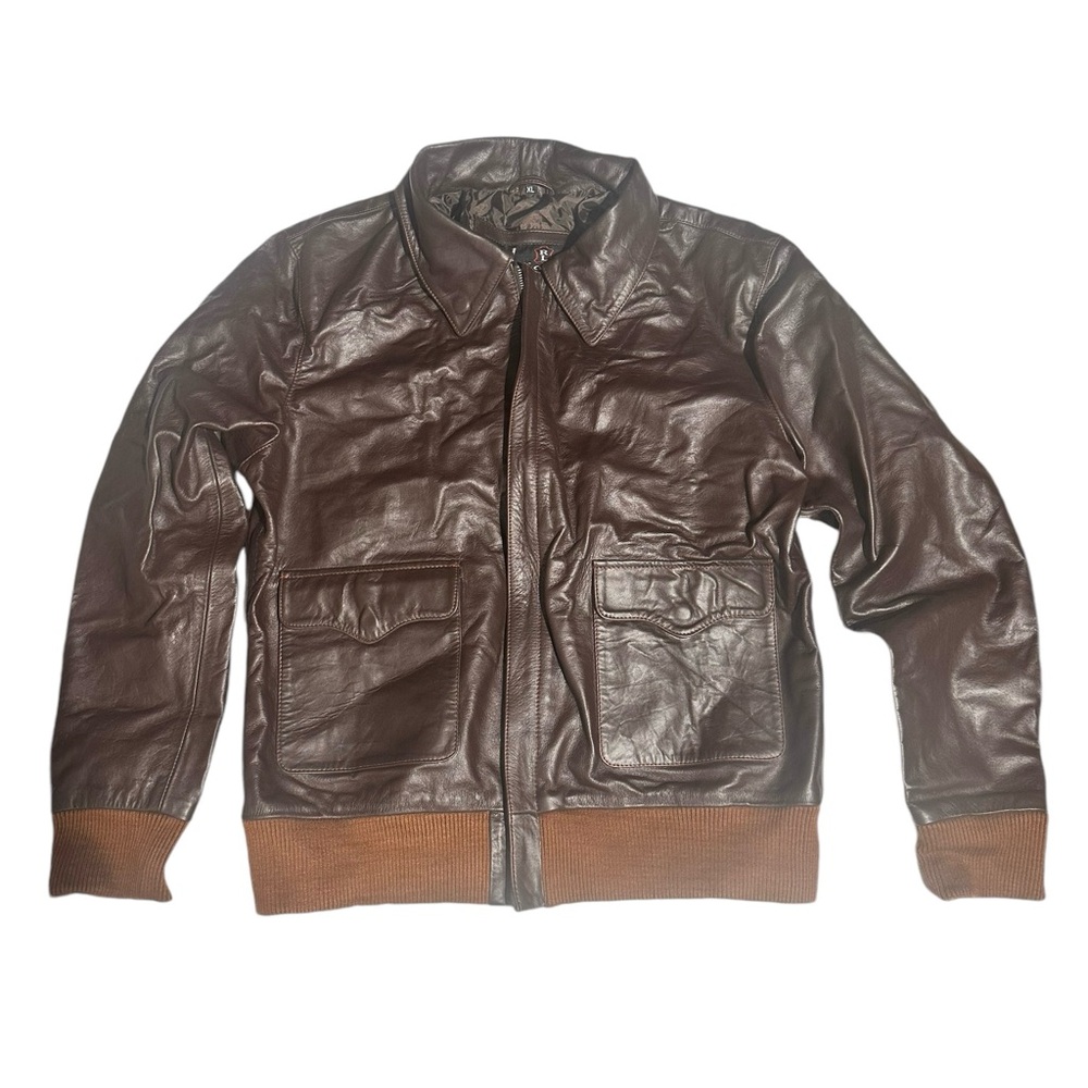 Vintage Leather Aviator Jacket Bomber Jacket Brown XL